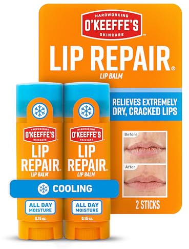 O'Keeffe's Lip Repair Lip Balm With Cooling Relief for Dry, Cracked Lips - Stick (Twin Pack) - Moisturizer for Extremely Cracked, Dry Lips