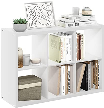 Furinno Cubicle - Organizador de Almacenamiento Decorativo con Parte Trasera Abierta, 6 Cubos, Color Blanco