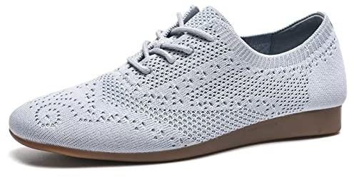 TIOSEBON Femme Oxford Demi-Pointes Vintage Brogue Chaussons Classiques Chaussures Femme Taille 42 Gris Clair