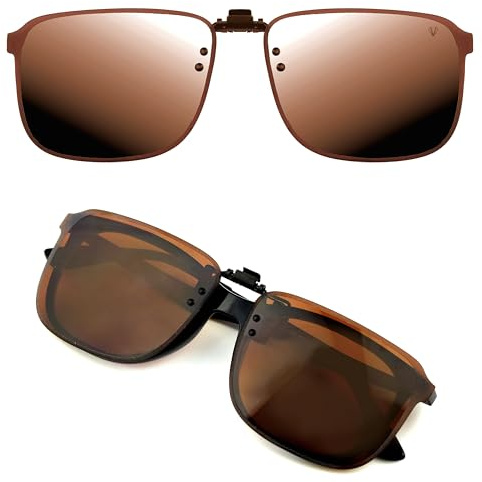 CREYESTAL Clip Gafas de Sol Polarizadas, Clip para Gafas para Sol, Clip Solar, Abatible y Ultraligero, Hombre, Mujer, 100% Anti-UV