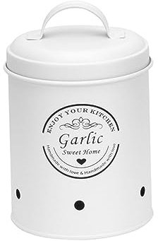 Gralara Boîte de Rangement de Cuisine, Conteneur de Stockage Alimentaire, Boîtes de Rangement de Légumes de Cuisine, Pots Vintage Fer Légumes Frais Gardien Pomme de Terre Oignon Ail, Petit Blanc