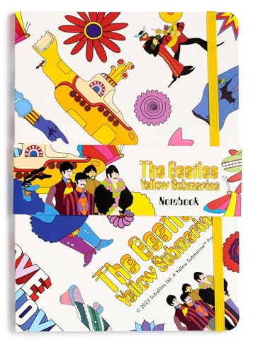 Puckator The Beatles Yellow Submarine White Recycled Paper A5 Notebook - School Teacher Student Homework Study Planner Notepad - Collage University Essentials Journals Planners - Jotter Uni Gifts