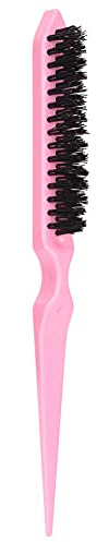 Portable Pink Teasing Brush with Nylon & Ergonomic Handle for Volume & Casual Hairstyles, Teasing Hair Brush Boar Brush Comb for Women Salon Boar Nylon Beauty Styling Slick