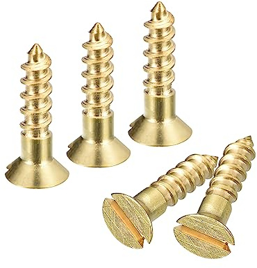 sourcing karta mässing träskruvar, 40 stycken M3 x 12 mm slitsdrift försänkt huvud självgängande skruvar för träarbete möbler