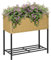 Outsunny Poly Rattan Hochbeet Blumenkasten mit Füßen Rattan Blumenkasten Blumentopf mit Ablage Sand 70 x 30 x 72 cm