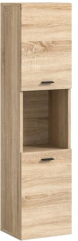 xonox.home Badezimmer Boston Badezimmerschrank Badschrank stehend Wandschrank hängend Standschrank Hängeschrank in Eiche Sonoma Nb.,ca.30x125x29cm bodenstehend/hängend montierbar