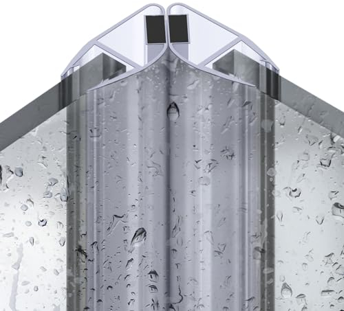Flintronic Magnet Duschdichtung Set, 2 Stück 160cm Ersatz Dichtung, Glasstärke 6-8mm, Ersatzdichtung für 90 Grad Duschtür, Dichtung Duschwand Badewanne Duschkabine Gerade, Magnetischer Wasserstopper