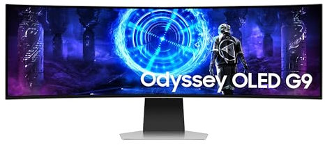 Samsung Ecran PC Odyssey OLED G9 240Hz, Sans Reflet, 0.03ms, Dalle OLED 1800R, Résolution 5120 x 1440, 1 000 000 : 1, 32:9, Compatible G-Sync,Smart, HDMI, DisplayPort, Pied ajustable