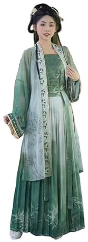 Uplateng Chinese Hanfu Dress Women Ancient Traditional Cosplay Costume Vintage Tang Dynasty Blue &Green Hanfu Costume Suits S-XL (Green,M)