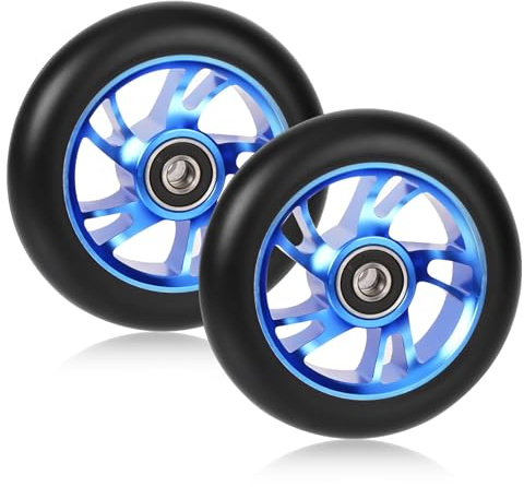 2 Stück 100mm Stunt Scooter Rollen Roller Reifen, Stunt Reifen Ersatzräder, Skateboard Rollen mit ABEC, 9 Kugellager, Härtegrad 88A, Geeignet für Allerlei Scooter