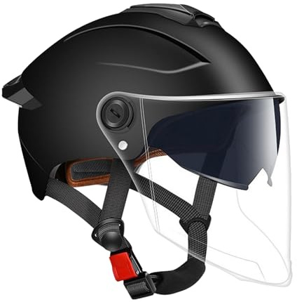 Kustimantu Großer Motorradhelm - Halbschalenhelm,Doppelvisier Atmungsaktiver Kopfschutz Für Männer Frauen Motorradfahrt Sportroller