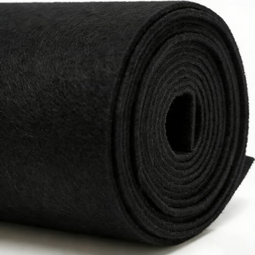 LUPATDY Filtrulle filttyg 40 cm x 150 cm metervara, 2 mm tjock, filtmatta, filt för gör-det-själv förvaringsväska lapptäcke sy filt för pyssel hantverk dekoration svart