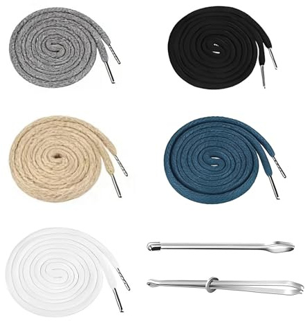 5 PCS Replacement Drawstring Cord with Metal Lock Ends, Round Cotton Drawstring for Hoodies, Sweatpants, Sweaters, Pants(5)