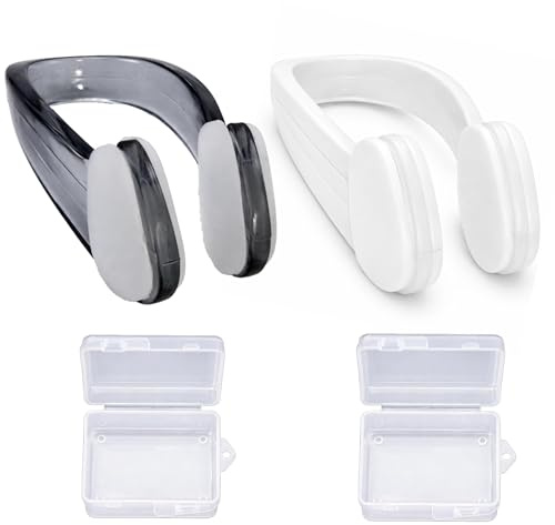 Nose Clips Swimming Set – 2 PCS Silicone Waterproof Nose Clip for Pool Training – Comfortable Nose Protection for Kids and Adult Swimmers – Reusable Swimming Nose Clip Adult Accessory for Water Sports