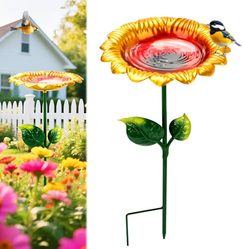 Bain d'oiseaux sur pied, baignoire pour oiseaux de jardin, bol à oiseaux en métal vintage, bain d'oiseaux, jardin debout, alimentation amovible pour oiseaux sauvages, patio, cour, jardin