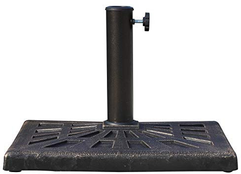 Outsunny Pied de Parasol Base de lestage carrée 47L x 47l x 32H cm résine Imitation Fonte Poids Net 15 Kg Bronze