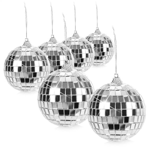 COM-FOUR® 6x Palla da discoteca - palla a specchio da appendere - palla da discoteca per feste come Capodanno, compleanno, festa a tema - Ø 7 cm (Ø 7cm)