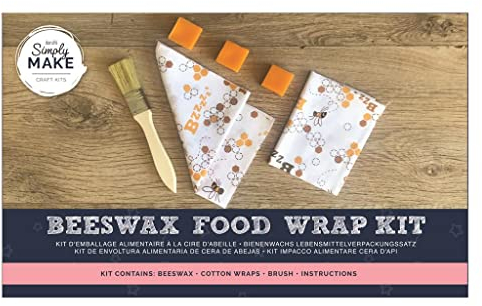 Simply Make Beeswax Wraps Food Wrap Kit, Wrapping Paper Food Wraps Great Alternative Storage Containers Bowl Cover for Food, Eco Friendly Reusable Food Wraps, Plastic Free Beeswax Bread Sandwich Wrap