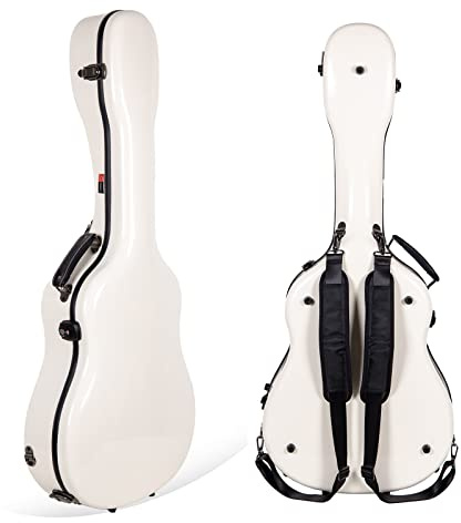 Crossrock glasfiber-Dreadnought-akustisk gitarrväska – lämplig för Gibson J45, Songwriter, Southern Jumbo, Dove och Hummingbird – mjölkvit