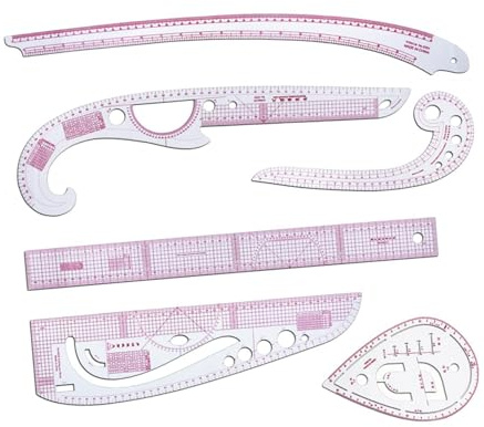harayaa Metrisches Lineal-Set, Schneider-Lineal, biegbare Blusen-Tuch-Design-Schablonen, französisches Kurvenlineal-Set für Schneider und Designer zum Zeichnen, Heimwerken, Nähprojekt, 6 Stück