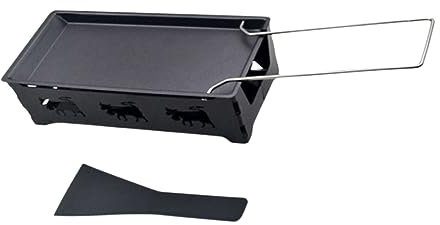 PRETYZOOM 1set Mini per Formaggio Non Stick con Manico Acciaio Utensile da Cucina Portatile per Grigliate all Aperto con Supporto Nero e Teglia per Cottura per Picnic e Fonduta di Formaggio