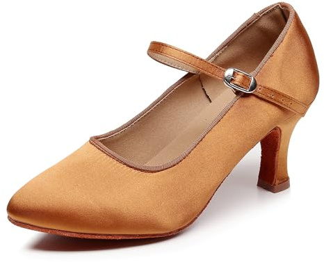 JUODVMP Donne Standard Latino Salsa Tango Valzer Scarpe da Ballo Punta Chiusa Moderno Tango Cha-cha Scarpe da balloTacco 7cm Modello 020,40 EU