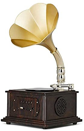 ROLTIN Tocadiscos Retro, Gramófono, Mini Vintage Retro Clásico Gramófono Forma de fonógrafo Altavoz estéreo Sistema de Sonido Caja de música ShaoSu