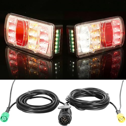 ETUKER LED-släpvagnssats 13-stifts 12/24 V 7 funktioner med 5,5 m kabelsats E-certifierad bakljus kit för släpvagn