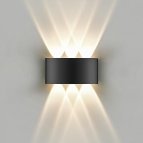 Oraymin LED Wandleuchte Innen IP65, 3000K Wandlampe mit 6 Lichtquellen, 6W Außen LED Lampe aus Aluminium Für Wohnzimmer, Schlafzimmer, Flur, Balkon, Treppenhaus, Warmweiß