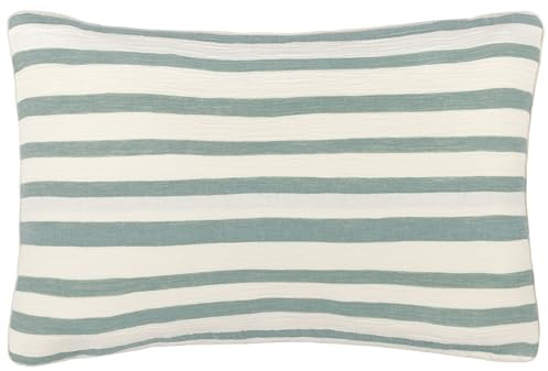Yard Fodera per cuscino in cotone a righe intrecciate Eucalipto - 40x60 cm