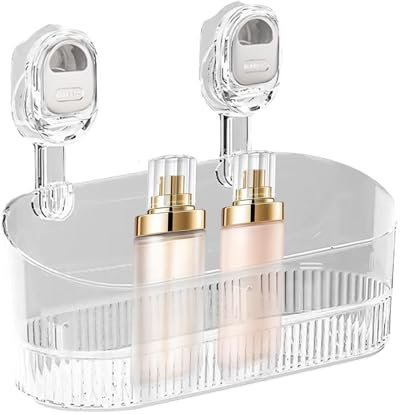 Lueear Soporte de almacenamiento de ventosa corrugada, soporte de ducha con ventosa al vacío, estante de almacenamiento sin taladro, estante de pared esquinero para cocina, baño, ducha interior