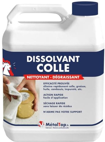 Metaltop - Dissolvant Colle - 5 L - Elimine et dissout colles, adhésifs et étiquettes. Adapté pour le verre, le métal, le plastique