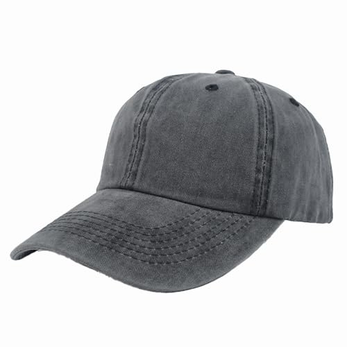 ATSNOSH Baseballkeps för män kvinnor, vuxna basebollkeps, bomull solhatt, vintage, justerbar, sportmössa, Mörkgrå, one size