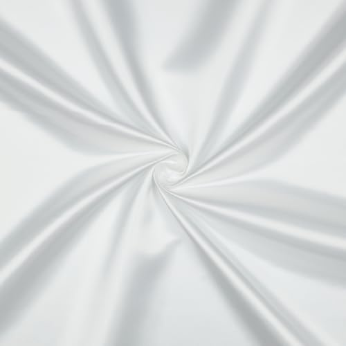 VmG-Store satintyg 2 m x 146 cm kupong satintyg, ingen metervara, silkeslen polyester för sömnad, glänsande dekorativt tyg för kläder, gardiner, kostymer, damklänning, kjol (015 off vit)