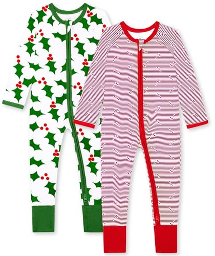 Bramble & Bear 2-Pack Toddler & Baby Sleepsuits for Boys & Girls | Organic Cotton, Super Soft Baby Sleepwear | Full Zip Sleepsuits with Easy Accessibility | Stretch Fit and Footless