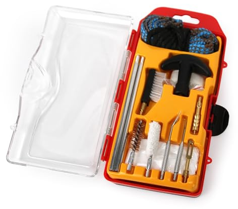 GUGULUZA Set di pulizia delle armi per pistola .357cal, 9 mm, con cavo di pulizia, set di spazzole, bastone per pulizia e supporto patch