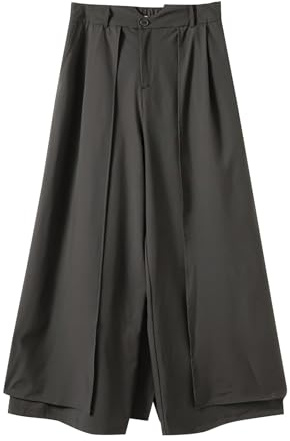 MaNMaNing Pantalon Japonais Homme Coupe Large Unie Asymétrique Jupe-Culotte. Pantalon Homme. Jean Large. De Ville.