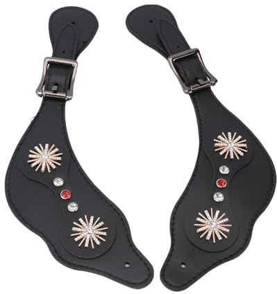 Naroote Cinghie per Speroni in Pelle con Punti di Rame, Cinghie da Equitazione Regolabili a Strato Singolo, Accessori Equestri con Design Artigianale, Ideali per Equitazione Uomo Donna (Black)