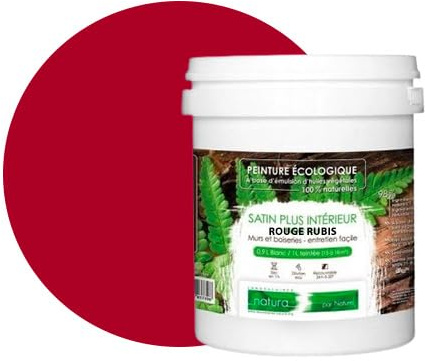 PINTURA natural ecológica aspecto satinado Natura – Tassili – pared interior – 33 colores – 1 l – 18 M², rojo