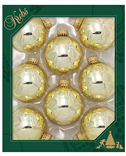 Christmas by Krebs Made in USA Designer Nahtlose Christbaumkugeln aus Glas Traditionell 2 5/8 (67mm) Tiffany Gold