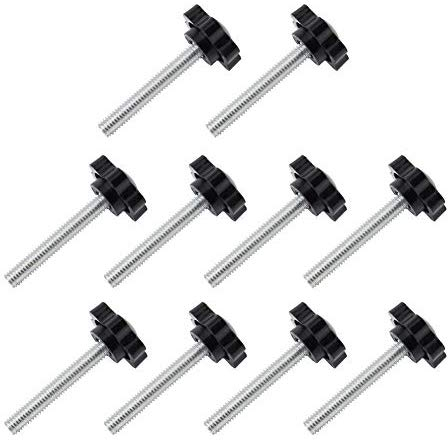 INCREWAY Tornillo de pulgar, 10 unidades, M6 x 30 mm, forma de flor de ciruelo, roscado, moleteado, tornillo de sujeción para pestillo de maquinaria