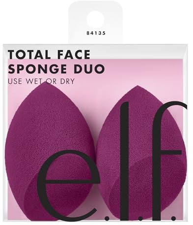 e.l.f. Total Face Sponge Duo, Plush, Multi-Sided & Latex-Free Makeup Sponges For Easy Blending Of Concealer, Highlighter & more, Vegan & Cruelty-Free