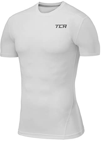 TCA Boys' Pro Performance Compression Base Layer Short Sleeve Thermal Top - Pro White, 8-10 Years