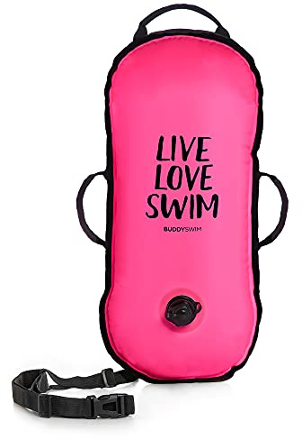BUDDYSWIM Bouée de Natation en Eau Libre 10L pour traversées et compétitions. Finition Nylon, Ultra léger et résistant, avec poignées et Ceinture réglable