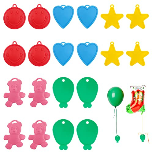 20 PCS Colorful Plastic Balloon Weights - Heart, Star, Smiley, Bear Shaped for Helium Balloons - Party Decor (Color and Shape Random)