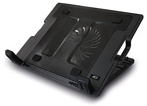 ACT Laptop Kühler 17 Zoll, Business Laptop Ständer Höhenverstellbar (5 Ergonomische Positionen), 1 Leiser Lüfter für das Büro, USB Port - AC8110