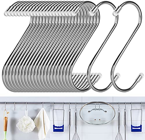 ACXFOND 100Pcs S Hooks for Hanging 3.5 Inch S Shaped Hanging Hooks Heavy Duty S Hooks Metal Hooks for Kitchen Utensils, Plants, Pot, Pan, Cups, Towels