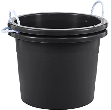 United Solutions 19 Gallon Rope Handle Tub, 2-Pack, Heavy-Duty Organization and Easy-Access Storage Tub, Multi-Purpose, Made with Rugged Plastic, Black