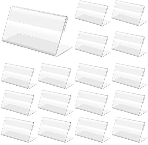Pamtns Porte Etiquette Prix 40 Pièces Porte-étiquette Transparent Support d'Affichage de Prix en Acrylique Porte-Cartes Étiquette de Prixclair Mini Affichage du Signe pour Bureau Magasin Rayons