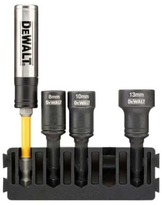 DeWALT Power Tools 5 Piece Nut Driver Bit Set with Magnetic Bit Holder, 8mm, 10mm, 13mm, Multi Colour
